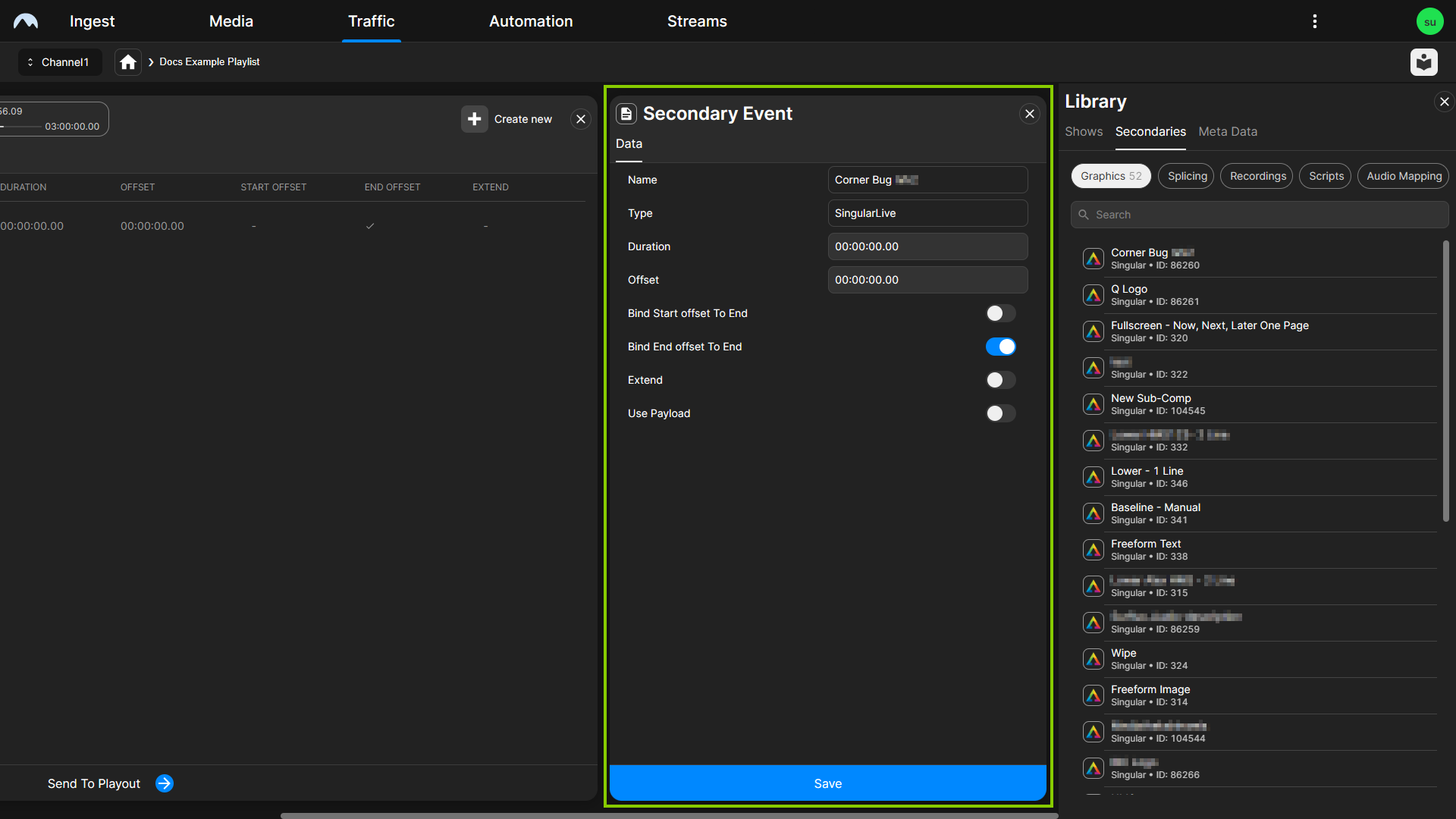 Traffic - Edit secondary event properties