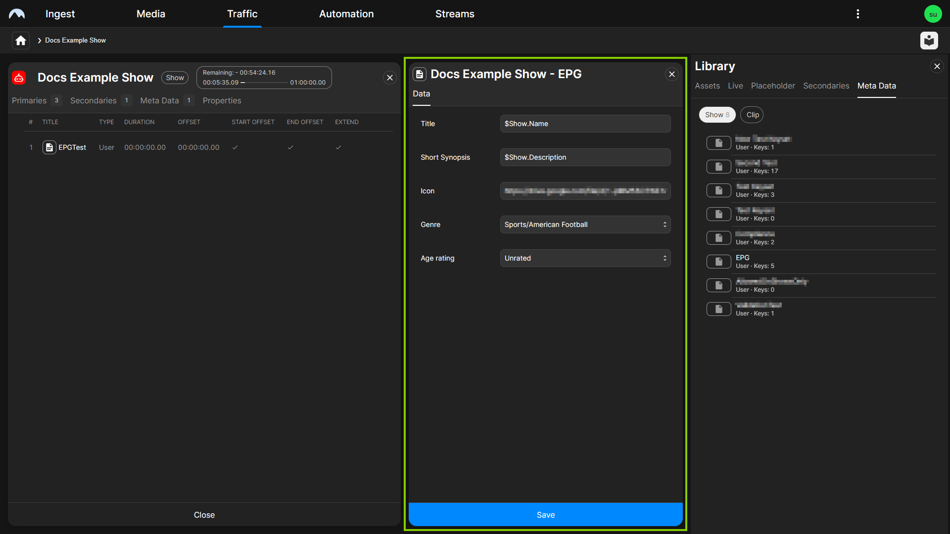 Traffic - Edit metadata properties